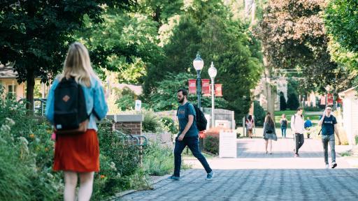 students walking on campus